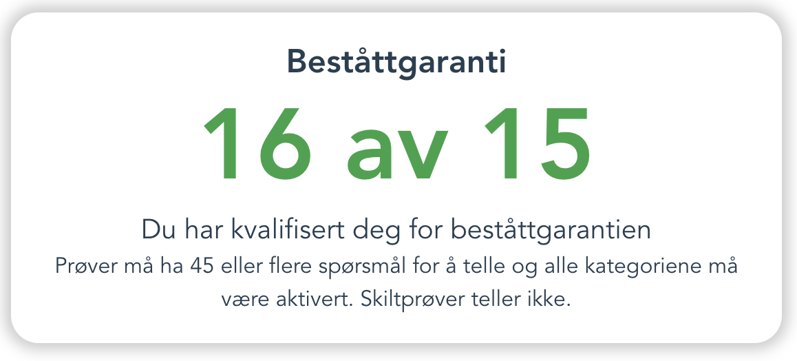 Teorimester beståttgaranti krav
